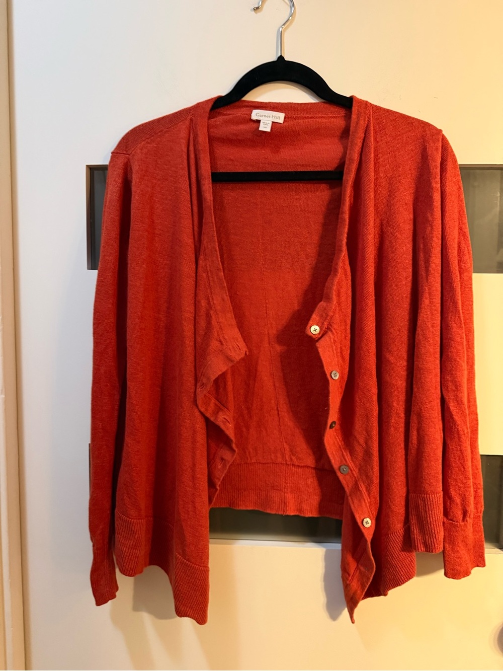 Garnet Hill Women's Rust-Orange Linen Button Cardigan size XS